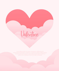 VALENTINE DAY WITH PINK HEART ON WHITE BACKGROUND
