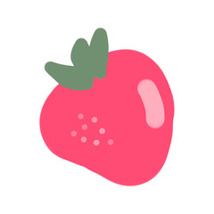 Strawberry flat icon illustration. Delicious strawberry isolated on white background. Red ripe strawberry icon.