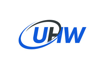 UHW letter creative modern elegant swoosh logo design