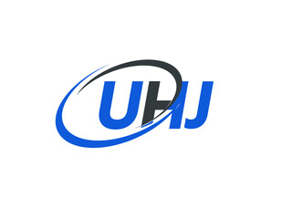 UHJ letter creative modern elegant swoosh logo design