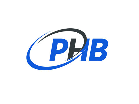 PHB letter creative modern elegant swoosh logo design
