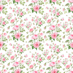 Obraz na płótnie Canvas Abstract seamless pattern delicate roses drawn on paper paints