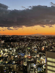 sunset over Yokohama city