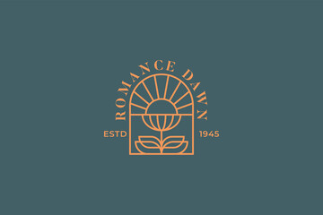 Sun and Flower Vintage Badge Logo