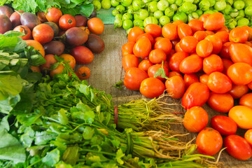 Naklejka na ściany i meble Fresh green vegetables , agricultural products of Sikkim , India