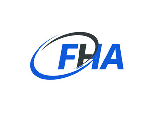 FHA letter creative modern elegant swoosh logo design