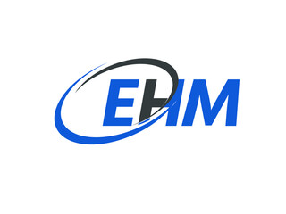 EHM letter creative modern elegant swoosh logo design