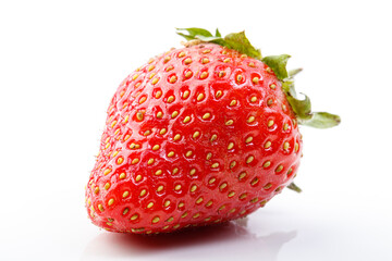 beautiful and ripe red strawberries on a white background