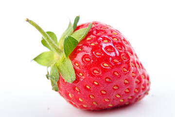 beautiful and ripe red strawberries on a white background