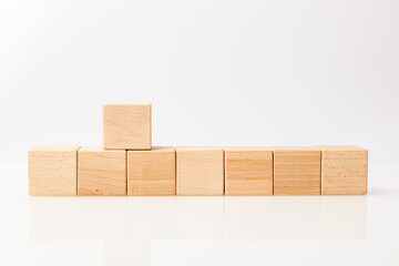 wooden cubes on a white background