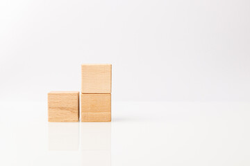 wooden cubes on a white background