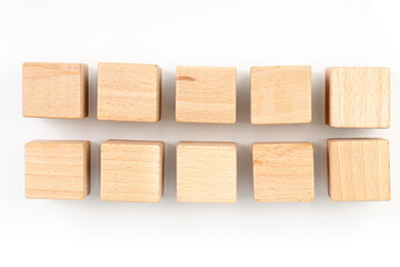 Wooden cubes on a white background