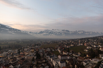 Vaduz, Liechtenstein, December 14, 2021 View over the downtown area