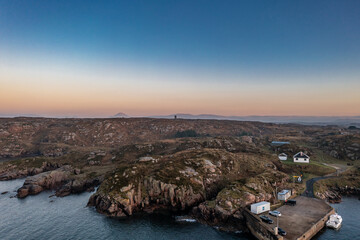 Aerial view of the Kincasslagh Martello tower in County Donegal - Ireland