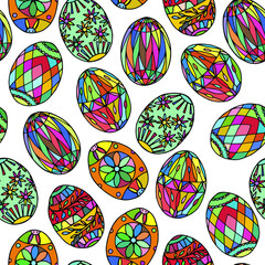 Easter seamless pattern of colored eggs. Vector stock illustration eps10. 