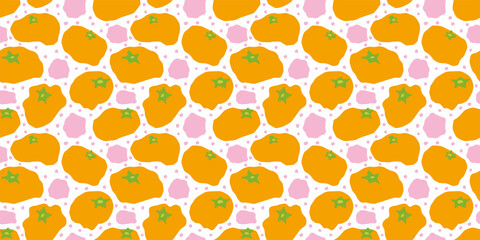 Orange illustration background. Seamless pattern.Vector. オレンジのパターン