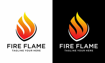 Fire Fire Flame Logo design vector template. Logotype concept icon abstract element. on a black and white background.