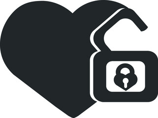 Heart padlock icon flat, the Heart lock icon 