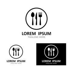 spoon,fork,and knife icon logo vector design template