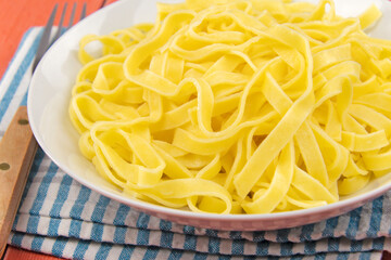 pasta on white plate 