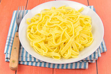 pasta on white plate 