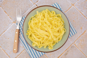 pasta on white plate 