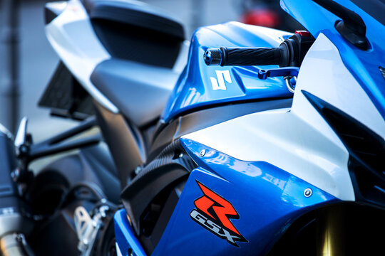 berlin,berlin /germany - 20 10 2021: a fast suzuki gsxr motorcycle
