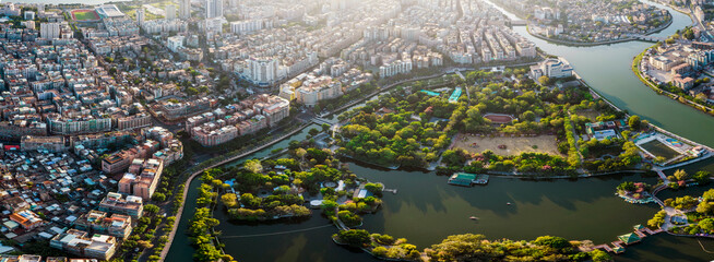 Aerial photography of the old town of Shantou City, Guangdong Province, China