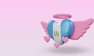 3d valentine love Guatemala flag rendering right view