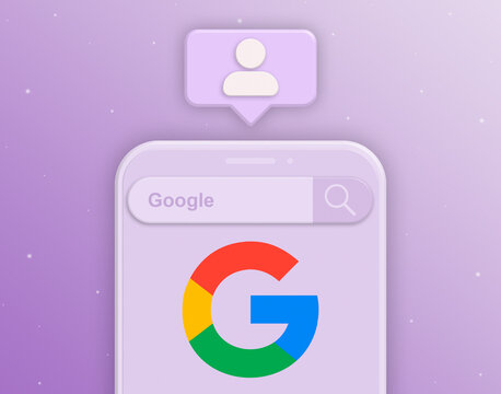 Speech Bubble With User Icon Over Phone With Search Social Network Google 3d