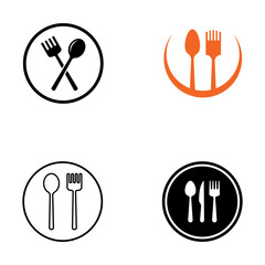 spoon,fork,and knife icon logo vector design template