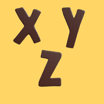 Chocolate waffle letters alphabet - letters X-Z