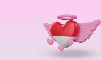 3d valentine love Indonesia flag rendering right view