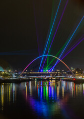 To bring in New Year's Eve in Newcastle, there was a laser show in the city, with the laser beams visible in the River Tyne