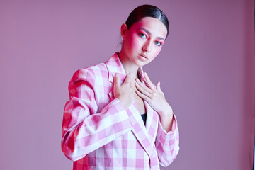 Beauty fashion female style clothing fashion posing modern style close-up unaltered