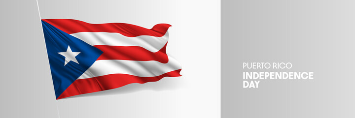 Puerto Rico happy independence day greeting card, banner vector illustration