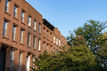 Fototapeta na wymiar Row of Old Residential Buildings in Carroll Gardens Brooklyn of New York City