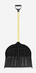 A plastic snow shovel, snow pusher to remove snow in winter isolated on a white background.