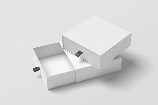 Square sliding drawer box mockup