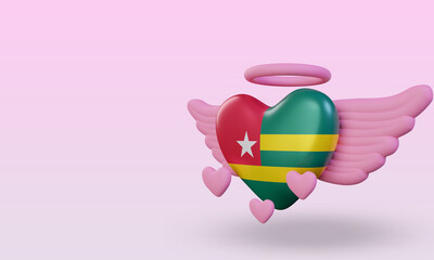 3d valentine love Togo flag rendering right view