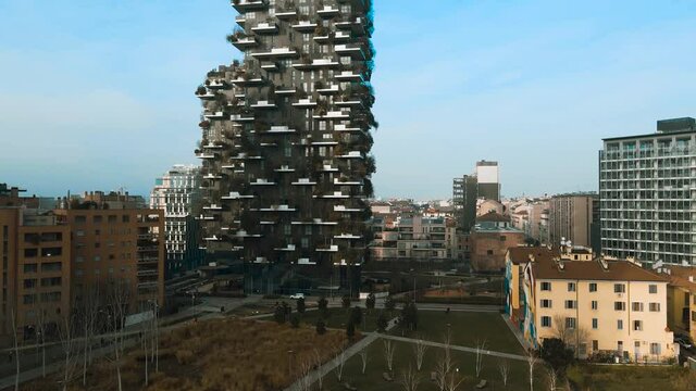 Aerial Drone - Winter Landscape on the Metropolis of Milan