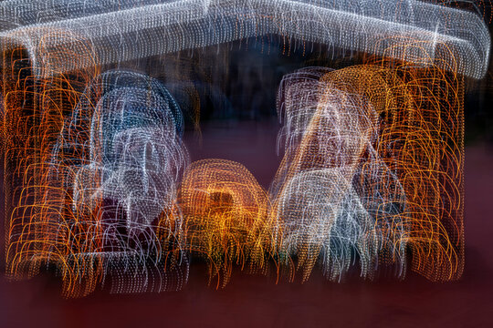 The lights that represent a nativity scene moved in a creative and artistic way