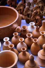 Pune, Maharashtra, India - December 25, 2021: Terracotta Artworks of handicraft, on display during...