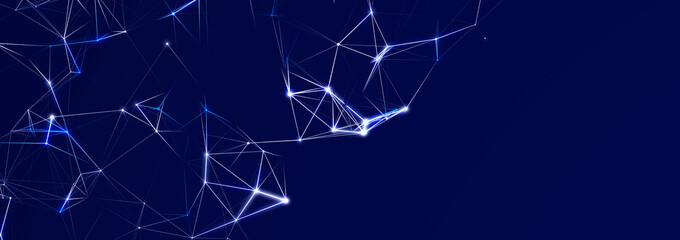 Abstract 3D illustration with connected dots and lines. Wireframe polygonal element. Science and technology. 3d.