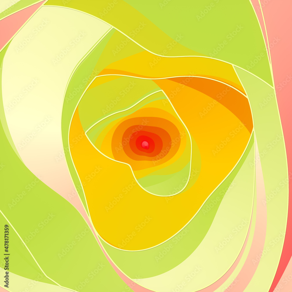 Poster Abstract geometric background of wavy multicolored tunnel. 3d rendering digital illustration