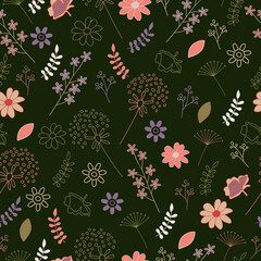 Floral doodle seamless pattern
