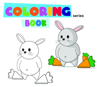 Coloring Book Cut rabbit for kids children 3 years  4  years 5  years old.