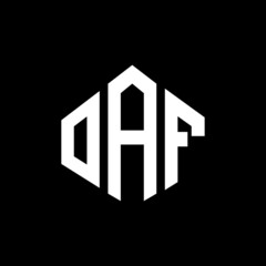 OAF letter logo design with polygon shape. OAF polygon and cube shape logo design. OAF hexagon vector logo template white and black colors. OAF monogram, business and real estate logo.