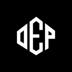 Deurstickers OEP letter logo design with polygon shape. OEP polygon and cube shape logo design. OEP hexagon vector logo template white and black colors. OEP monogram, business and real estate logo. © mamun25g