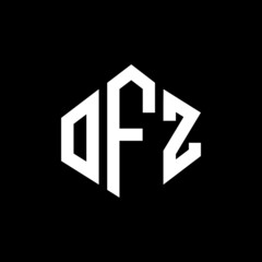 OFZ letter logo design with polygon shape. OFZ polygon and cube shape logo design. OFZ hexagon vector logo template white and black colors. OFZ monogram, business and real estate logo.